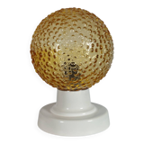 Lampe de table vintage en aluminium et verre à bulles pressées