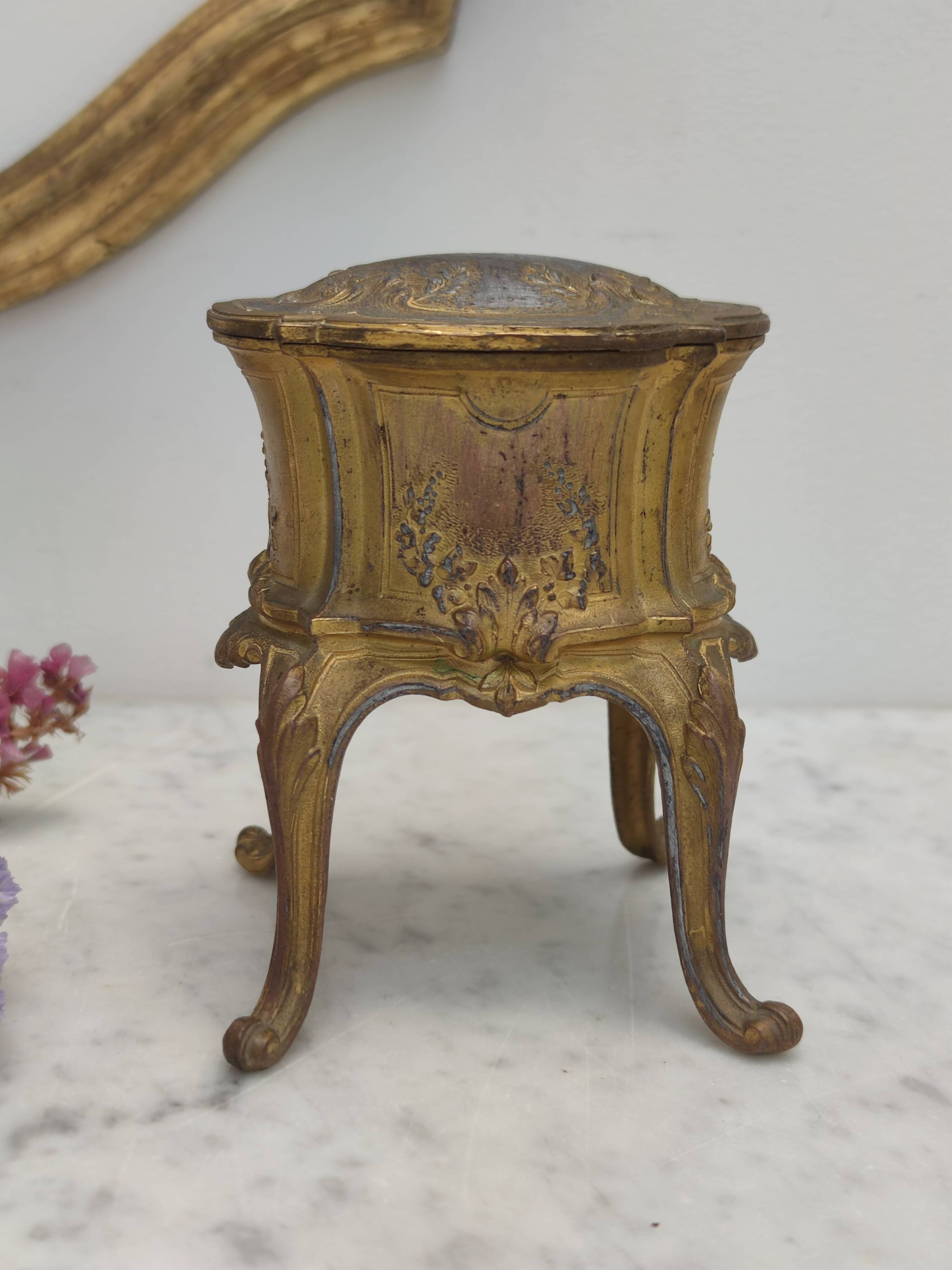 Boîte à bijoux, baguier en régule XIXème