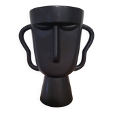 Black tribal face vase
