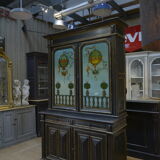 Buffet a deux corps en poirier noirci napoléon Décor de montgolfières