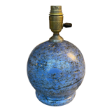 Pied de lampe boule en grés bleu