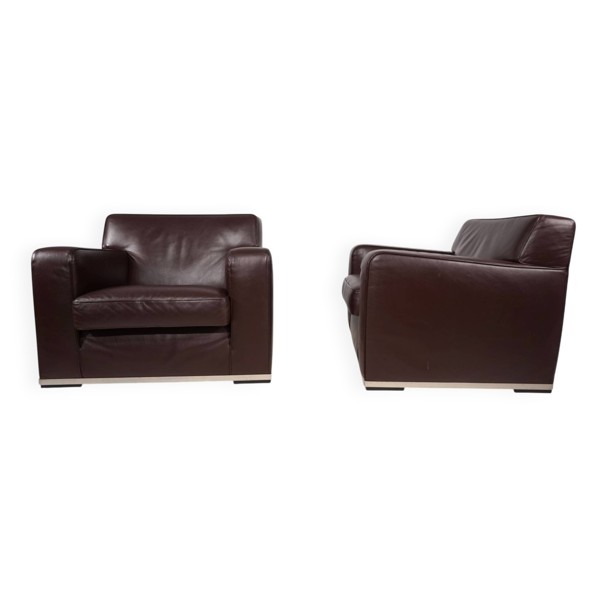 Set of 2 B&B Italia Maxalto Apta Imprimatur leather armchairs by Antonio Ci