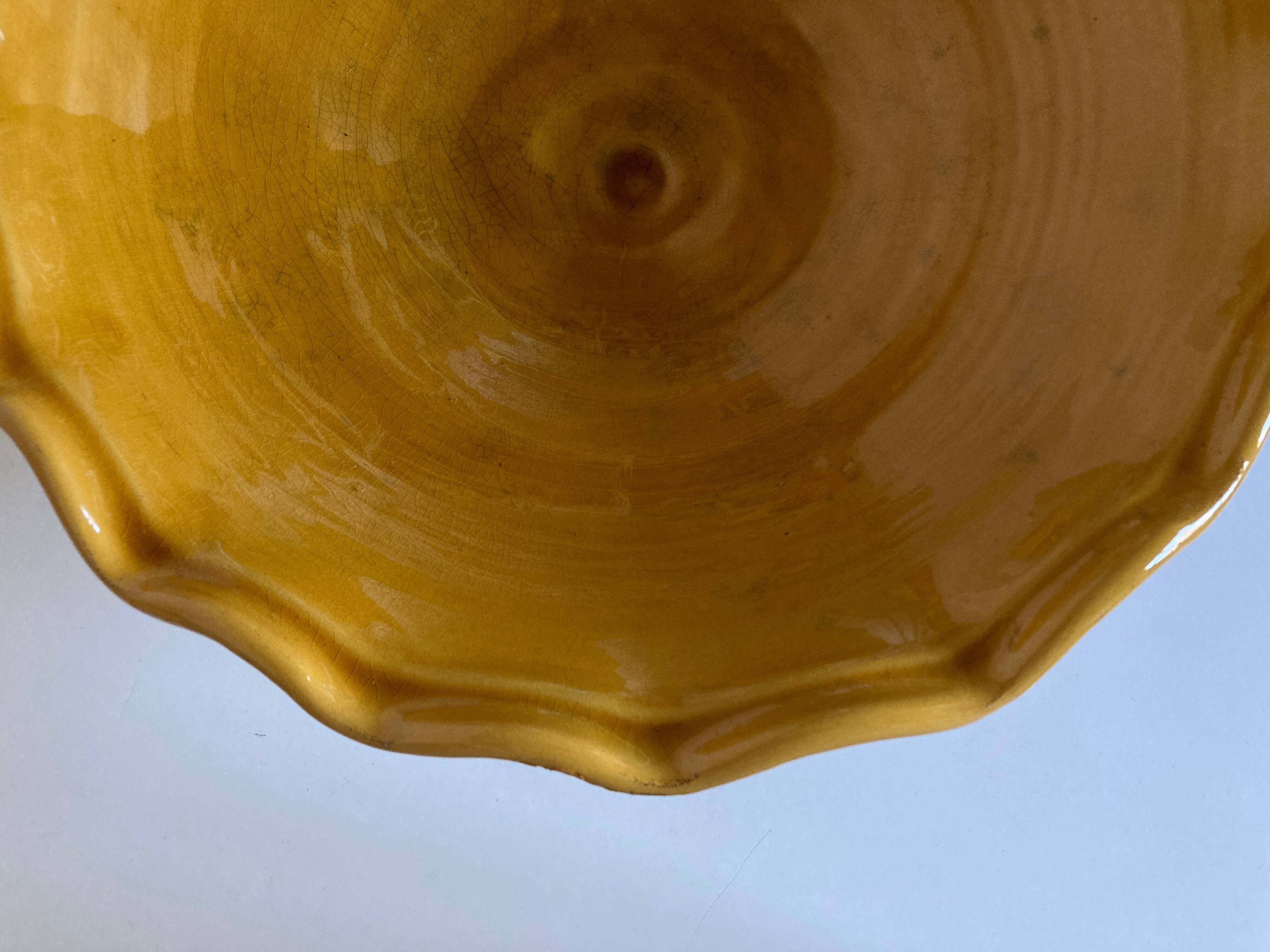 XXXL wavy bowl in glazed terracotta 1950 Provence