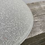 1980s speckled glass pendant light, grey and white