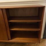 Danish teak highboard with 2 sliding doors