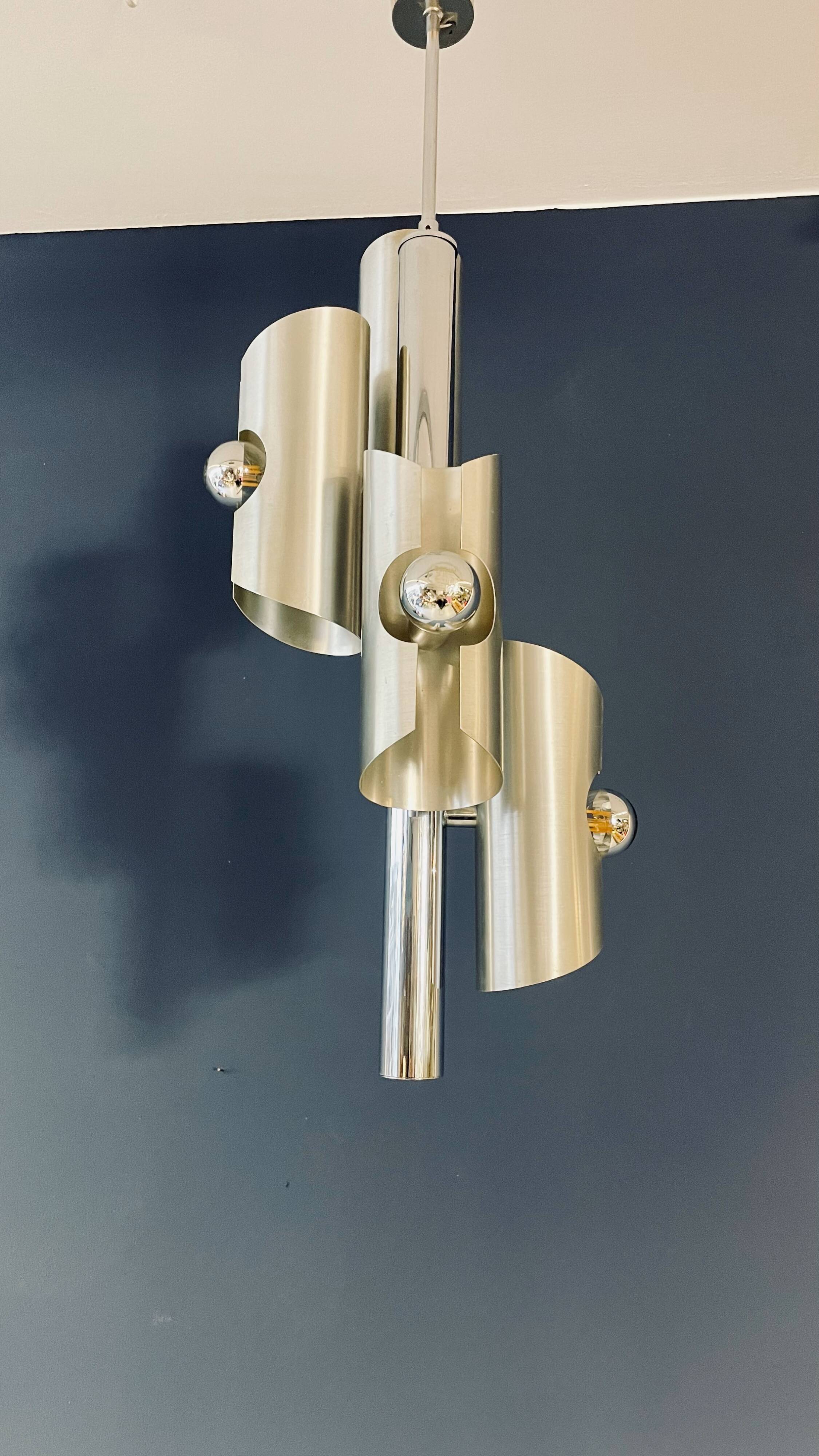 Designer Silver Lamp with Four Silver-Top Bulbs
