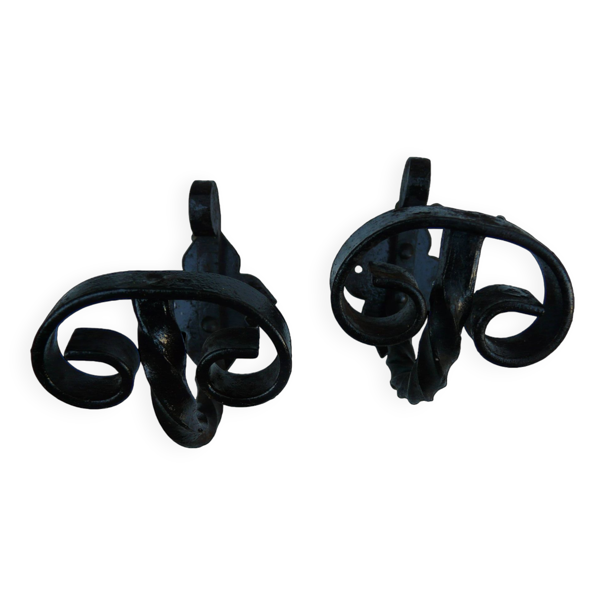 Pair of wrought iron wall hooks