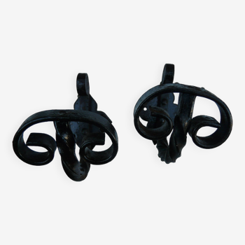 Pair of wrought iron wall hooks