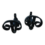 Pair of wrought iron wall hooks