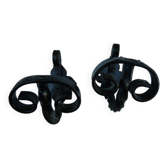 Pair of wrought iron wall hooks