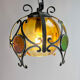 Brutalist cast iron and colored glass pendant, 1970s