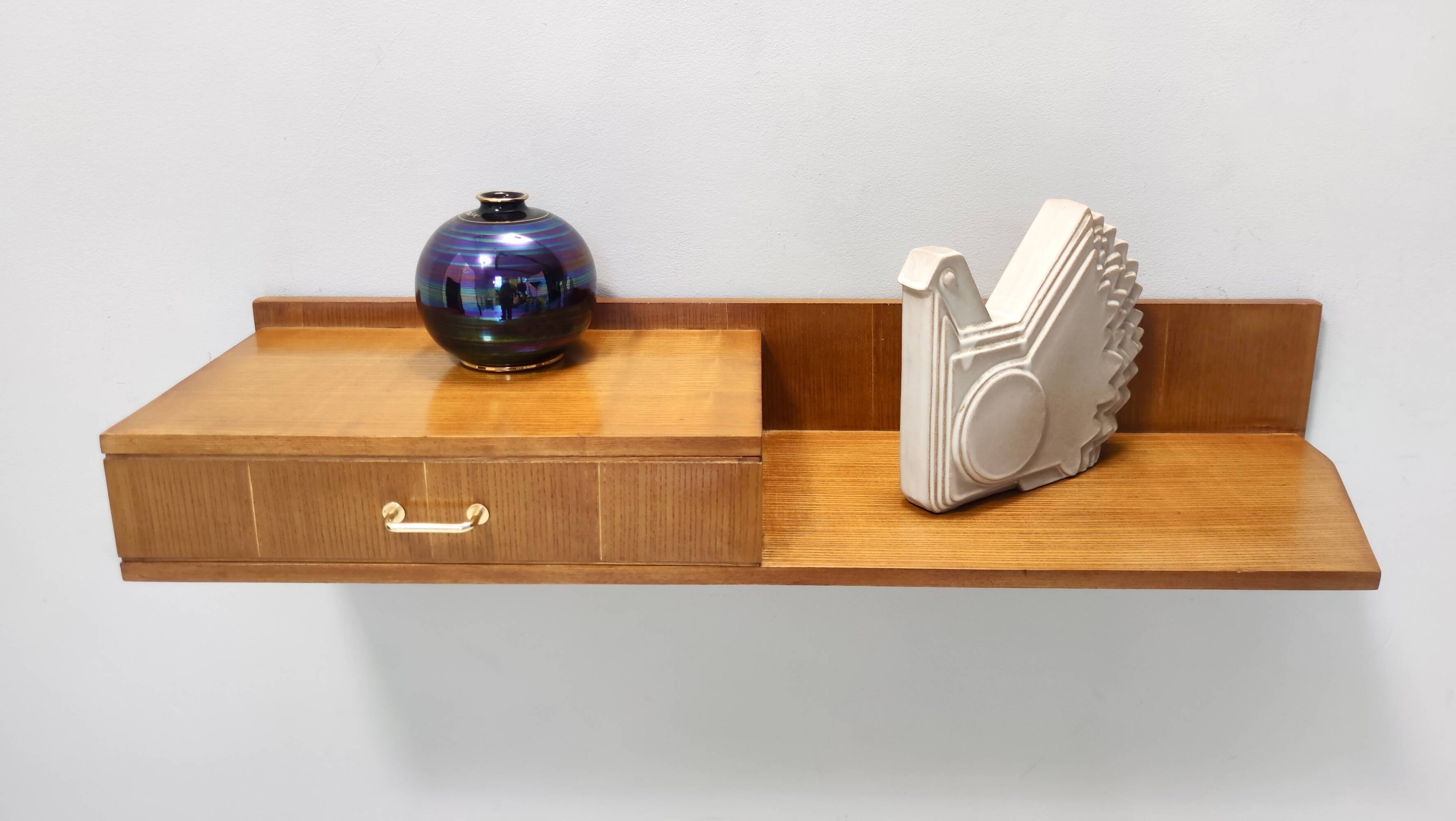 Beech and Durmast Wall-Mounted Console Table, Italy