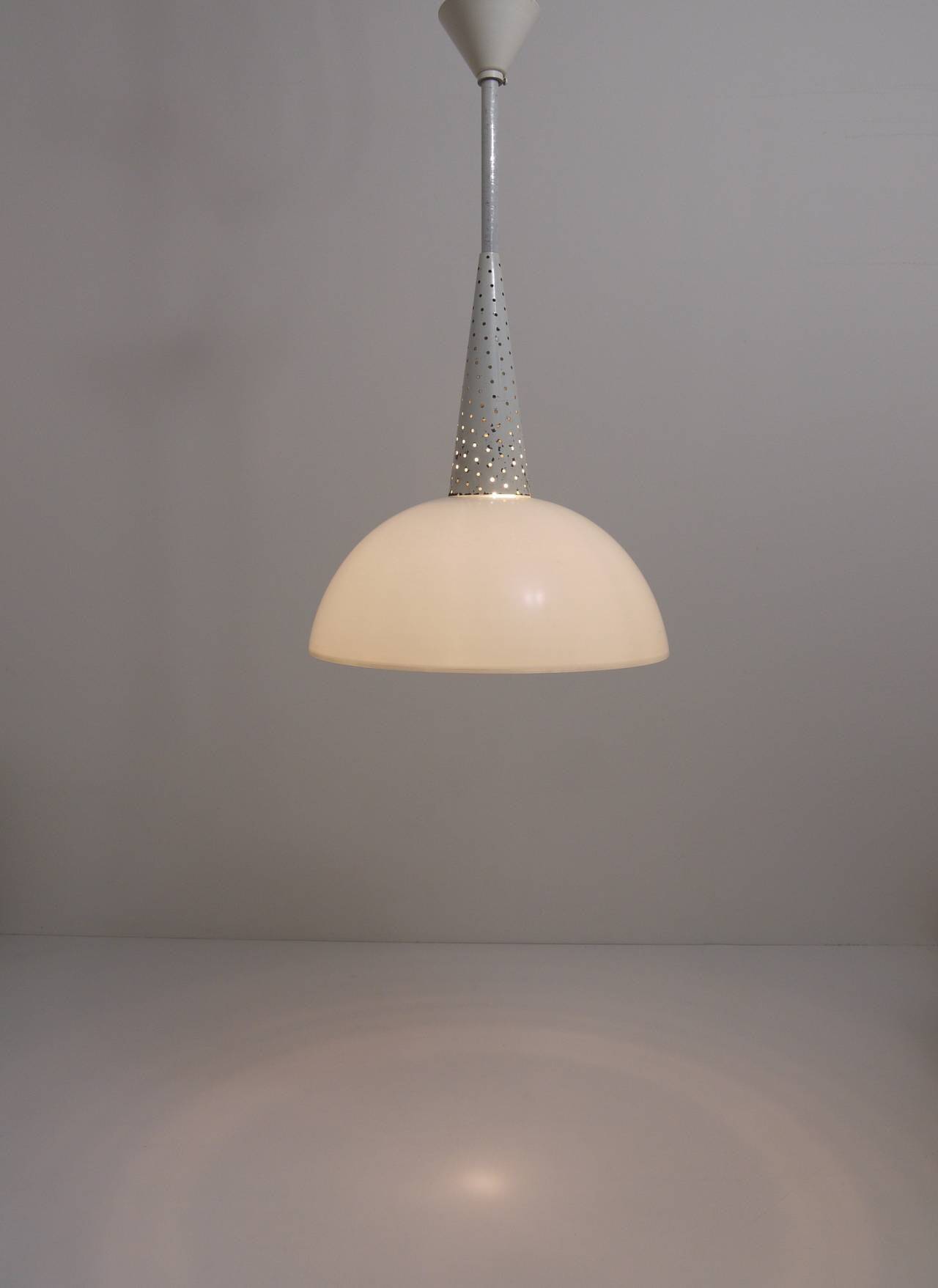 Perforated suspension Mathiew Matégot midcentury, Holophane, France, 1950s