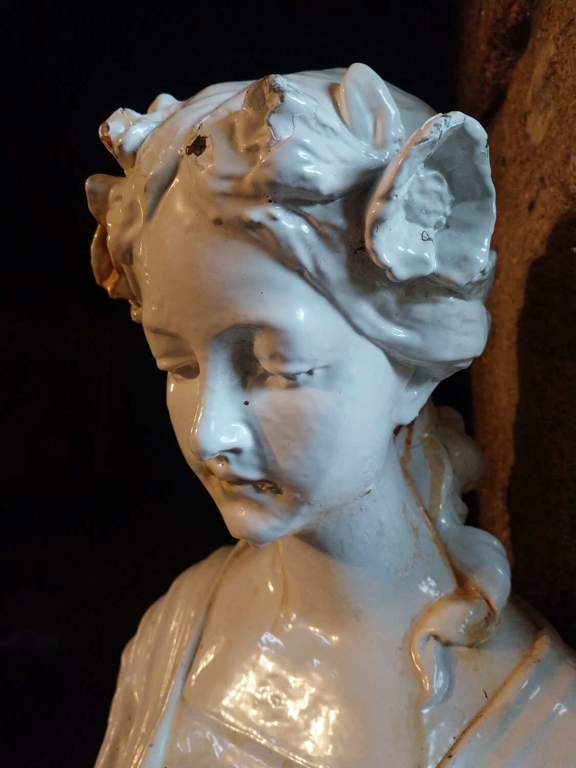 Enamelled cast iron bust, 19th century