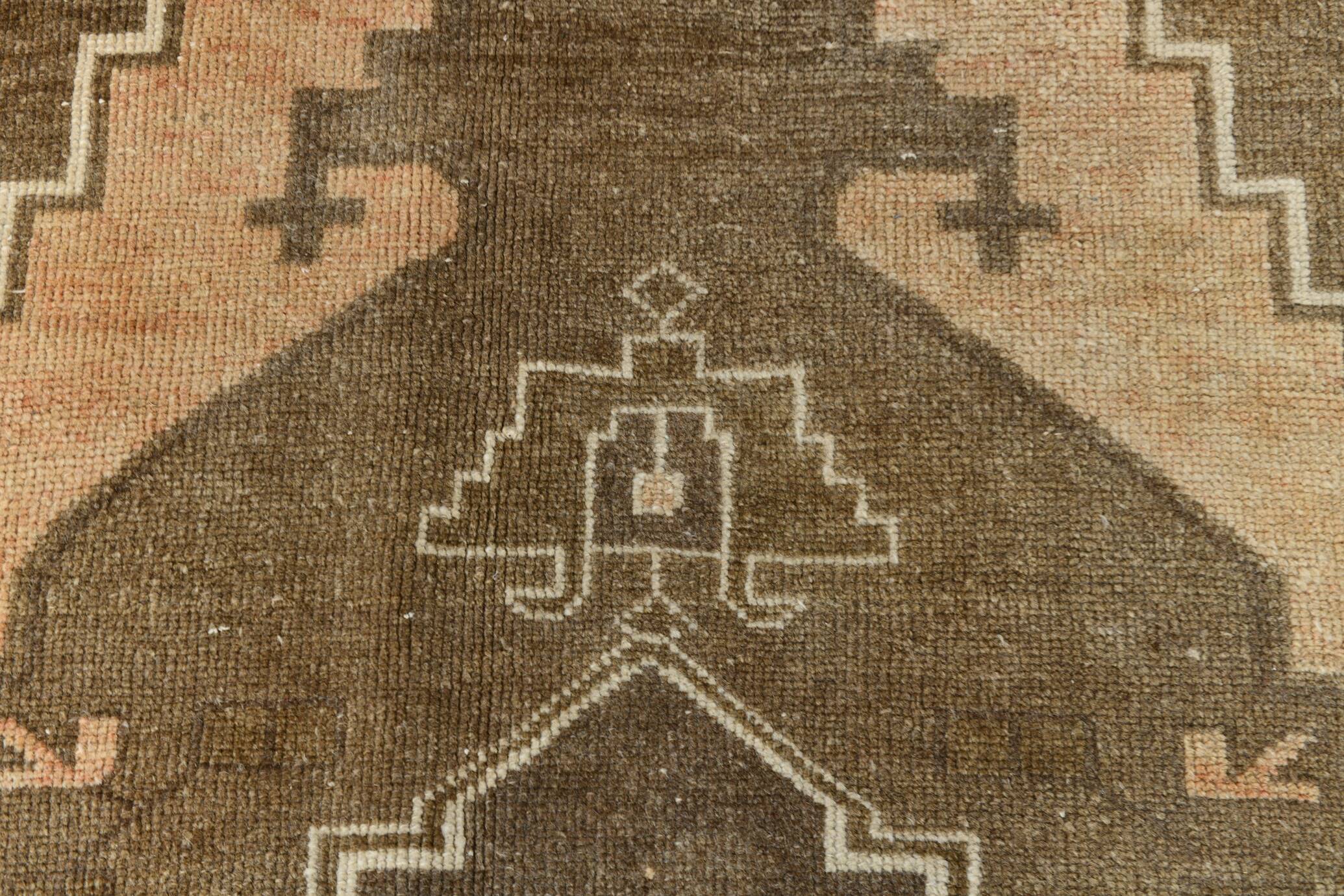 5x13 Tapis Couloir Anatolien Vintage, Tapis Turc Brun Taupe, 159x385 Cm