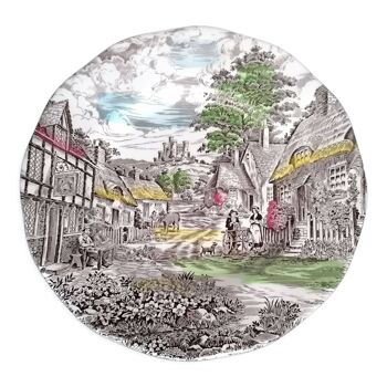 6 assiettes plates Wedgwood old English village