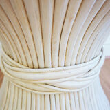 Table low round and white vintage rattan bamboo