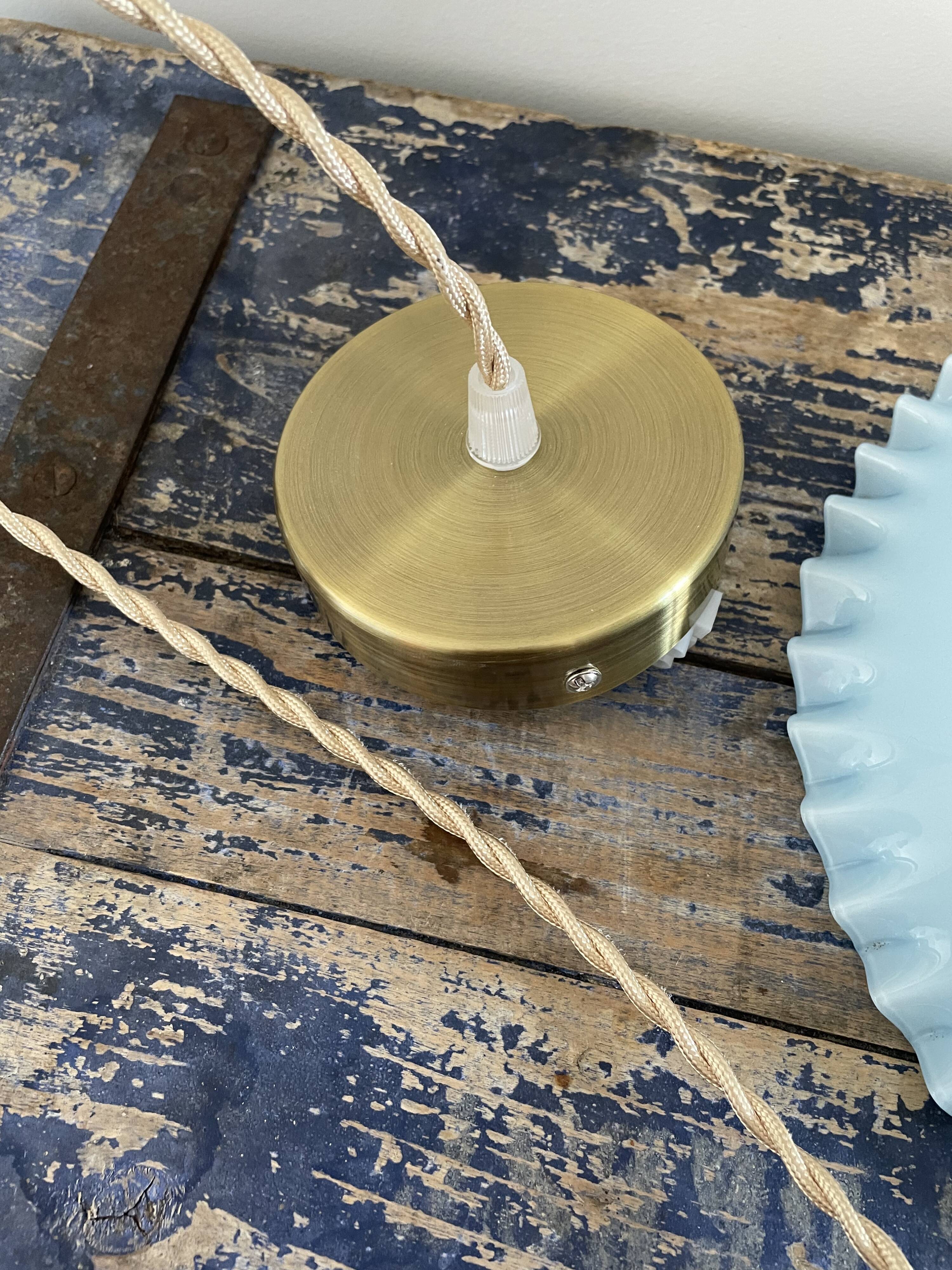 Vintage suspension lamp in blue opaline electrified to nine