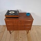 Small vintage chest of drawers with three drawers – Scandinavian mid-century teak design, 1960s