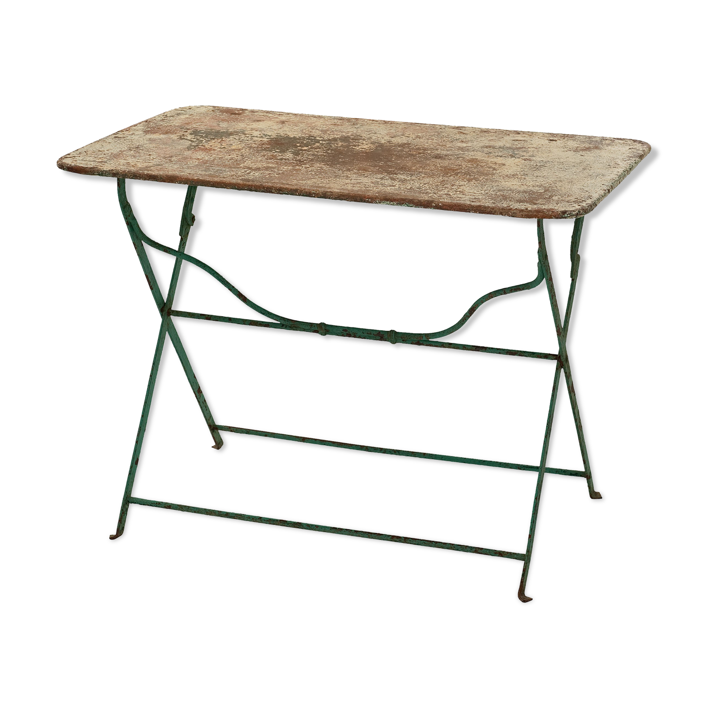 Old folding rectangular iron garden table