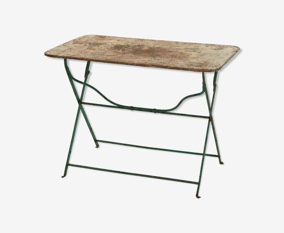 Ancienne table pliante de jardin rectangulaire en fer