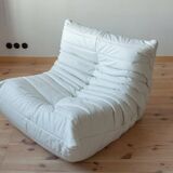 Fauteuil Togo en cuir blanc de Michel Ducaroy pour Ligne Roset