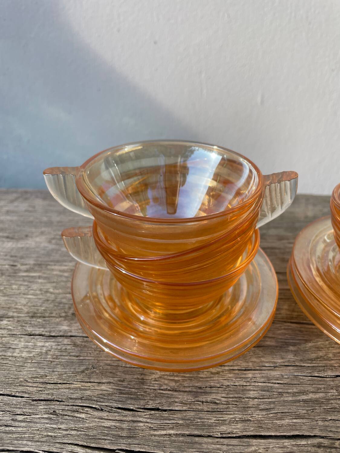 5 tasses à café en verre italiennes fumées Gondolo 