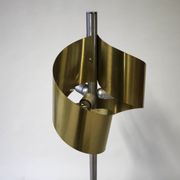 Italian Floor Lamp in Brushed Steel and Brass, 1970s