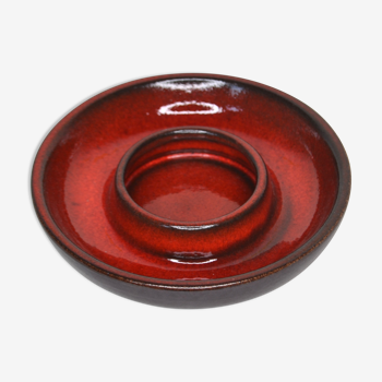 Red glazed ceramic candle holder - Vintage West Germany