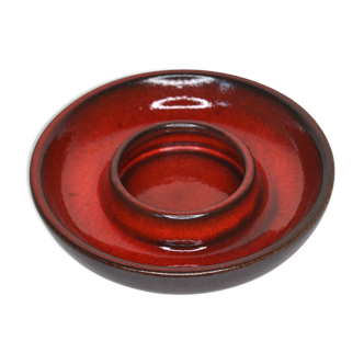 Red glazed ceramic candle holder - Vintage West Germany
