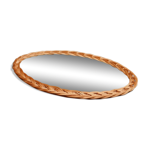 miroir ovale en rotin