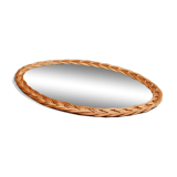 Vintage 39x22cm rattan oval mirror