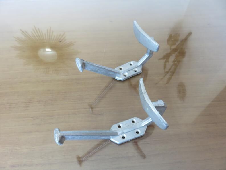 Pair of aluminum patères Art Deco 30 years 40