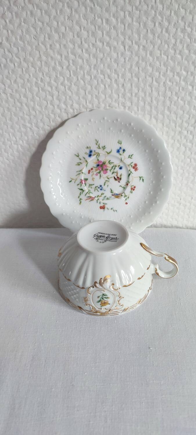 Limoges porcelain cup and saucer Georges Boyer