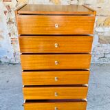 High chest of drawers with 6 drawers, Scandinavian style, circa 60's