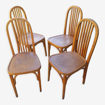 Lot de 4 chaises bistrot 1930  Hofmann