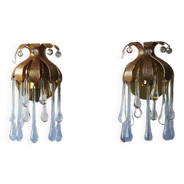 Crystal Wall Lights by Palme & Walter Palwa, 1960s, Set of 2