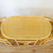 Bamboo Bistro Set / Table and Chairs Dining Set / Outdoor Cane Wicker, Mid Century Patio Furniture