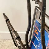 Vintage Brutalist Steel Magazine Rack