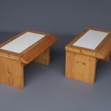 Tables de chevet en pin vintage, ensemble de 2