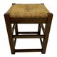 Vintage wooden stool straw seat 60s minimalist design