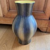 Saint Clément ceramic vase from the 50s, black and yellow