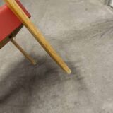 Bow wood armchair by Hugues Steiner 1960 red