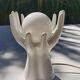 White ceramic hand lamp opaline ball 70s