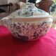 antique soup tureen Terre de Feu 1920/1930 with a decoration of birds and insects