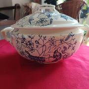 antique soup tureen Terre de Feu 1920/1930 with a decoration of birds and insects