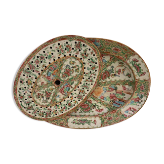 Plat et couvercle porcelaine, époque Qing