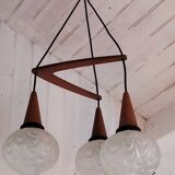 Boomerang Cascade Pendant Chandelier in Teak and Glass from Philips, 1950s