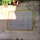 Kazak rug 180x150 cm vintage handmade oriental patterns ochre and burgundy