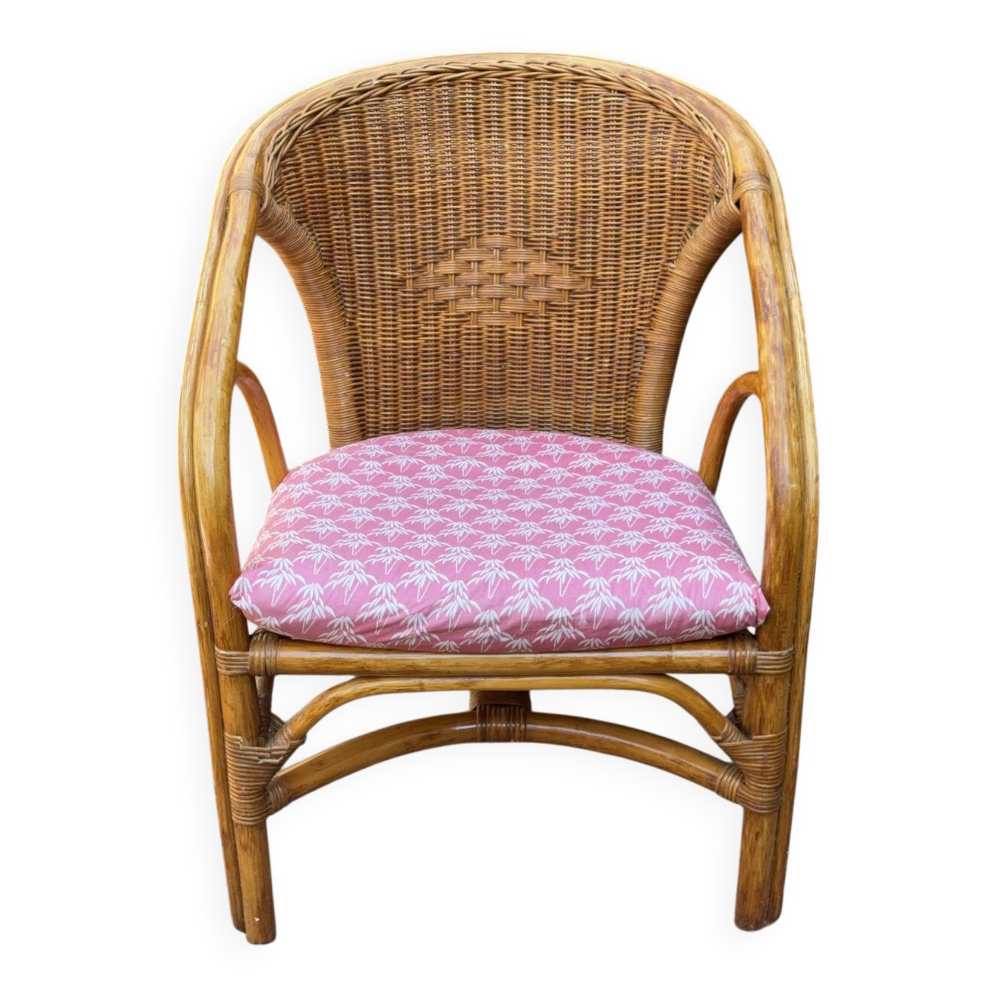 Vintage woven rattan armchair – bohemian charm – vintage – 70s – 80s